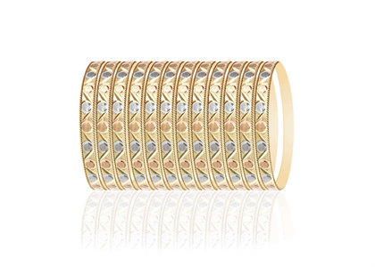 Three Tone Plated Side Veni Bangles